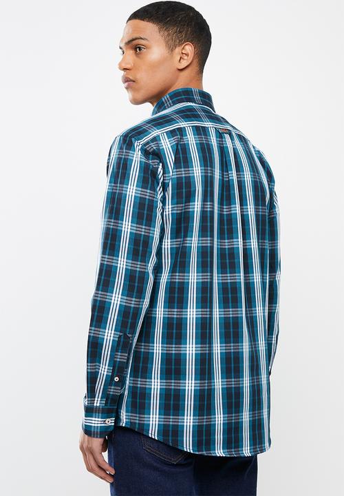 POLO - Mens keaton ls checked weekender shirt- teal