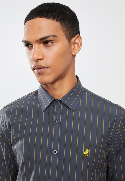 POLO - Mens robert signature stripe ls shirt - navy