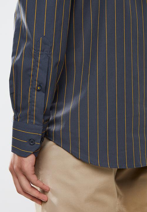 POLO - Mens robert signature stripe ls shirt - navy