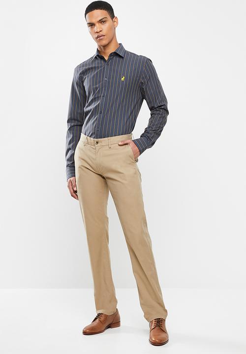 POLO - Mens robert signature stripe ls shirt - navy