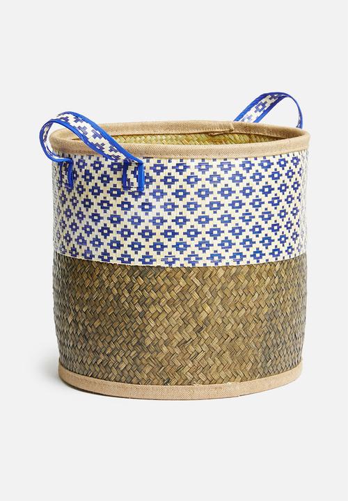 Sixth Floor - Zola woven basket - black & blue