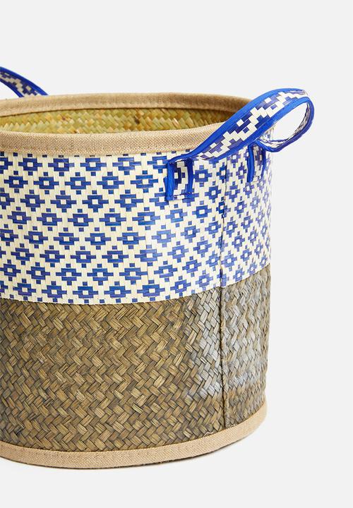 Sixth Floor - Zola woven basket - black & blue