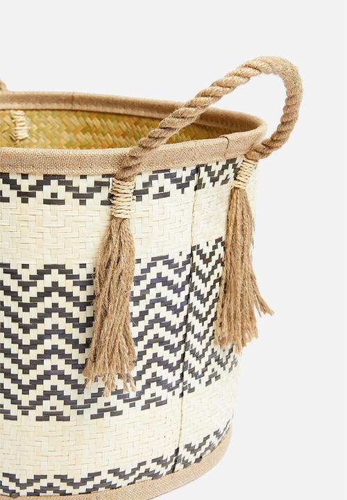 Sixth Floor - Ren woven basket - black & white
