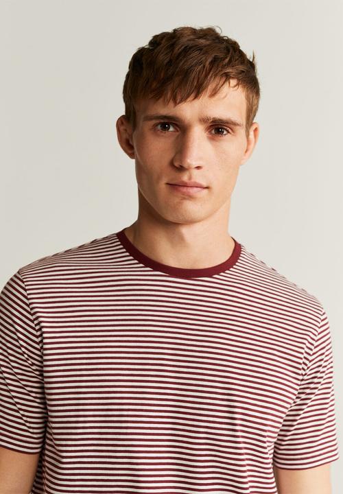 MANGO - Bestripe T-shirt - dark red