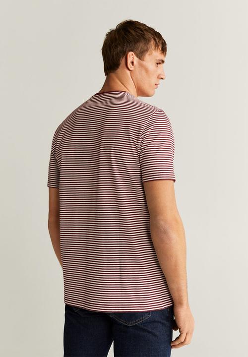 MANGO - Bestripe T-shirt - dark red