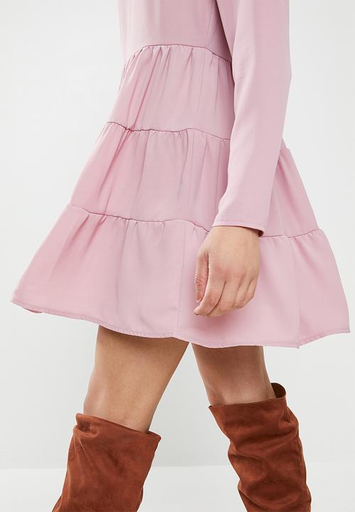 Missguided - Tiered half sleeve smock dress - pink