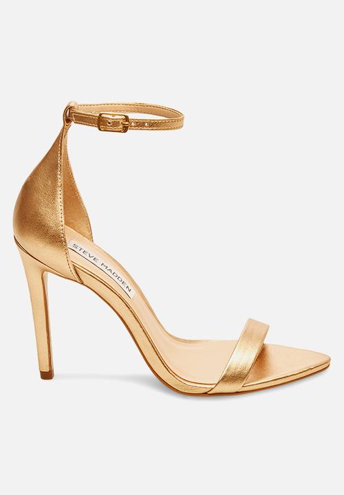 gold pointed open toe heels