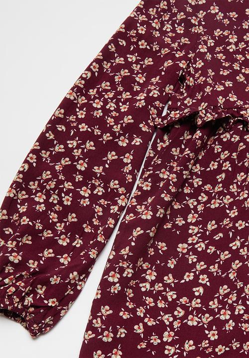 Superbalist - Tweens printed dress - burgundy 