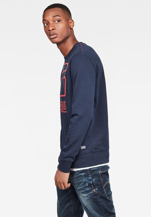 G-STAR - Graphic G-raw long sleeve sweat - sartho blue