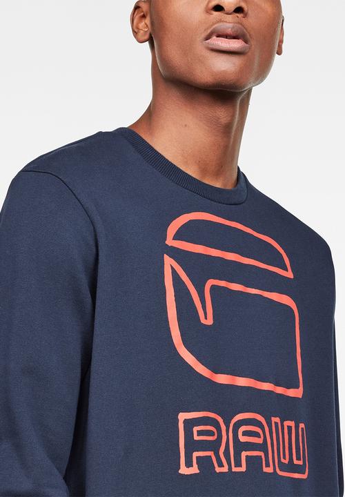 G-STAR - Graphic G-raw long sleeve sweat - sartho blue