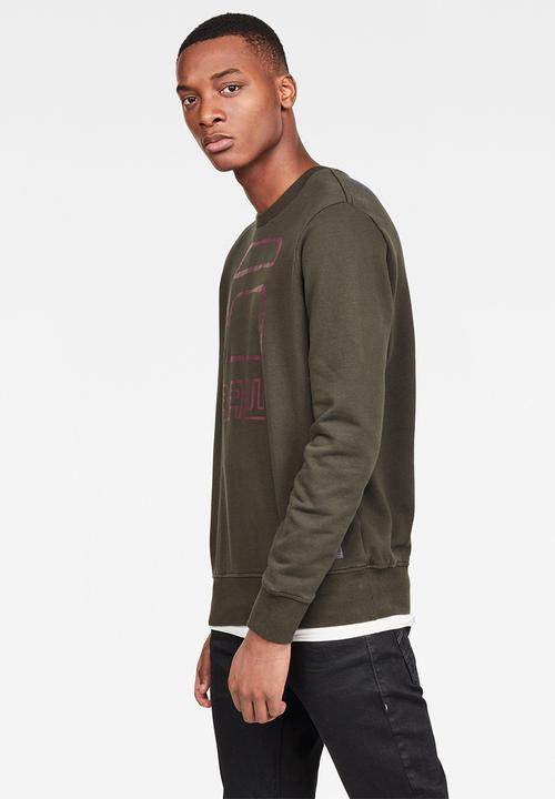 G-STAR - Graphic G-raw long sleeve sweat - asfalt