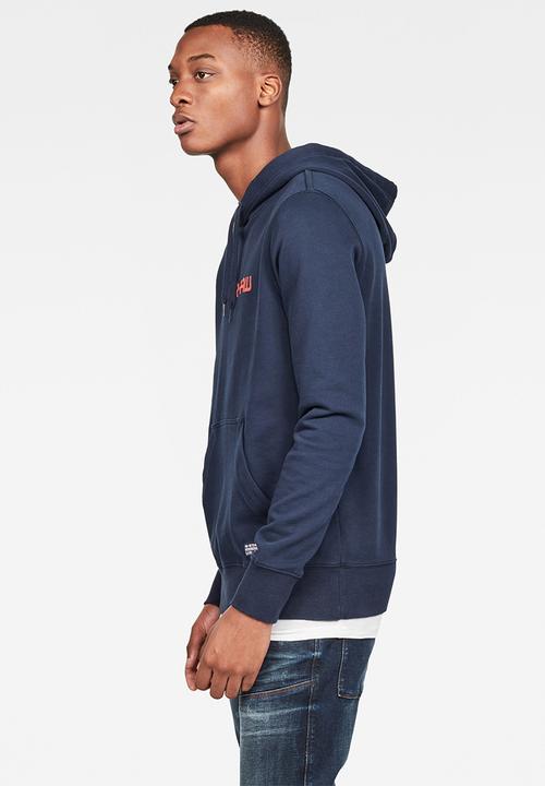 G-STAR - Graphic core hooded sweat - sartho blue