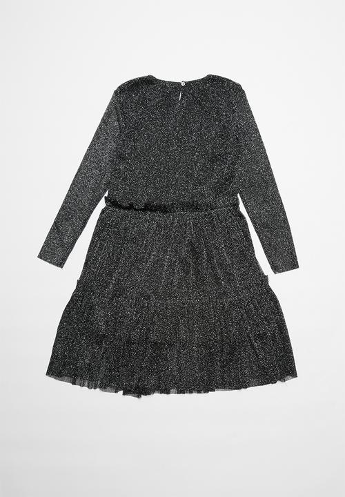 Name It - Fronora long sleeve midi dress - black