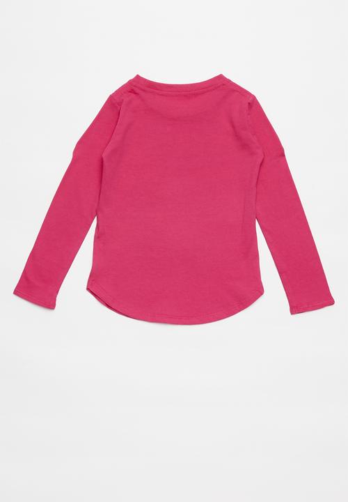 Nike - Nike girls just do it script long sleeve tee - pink