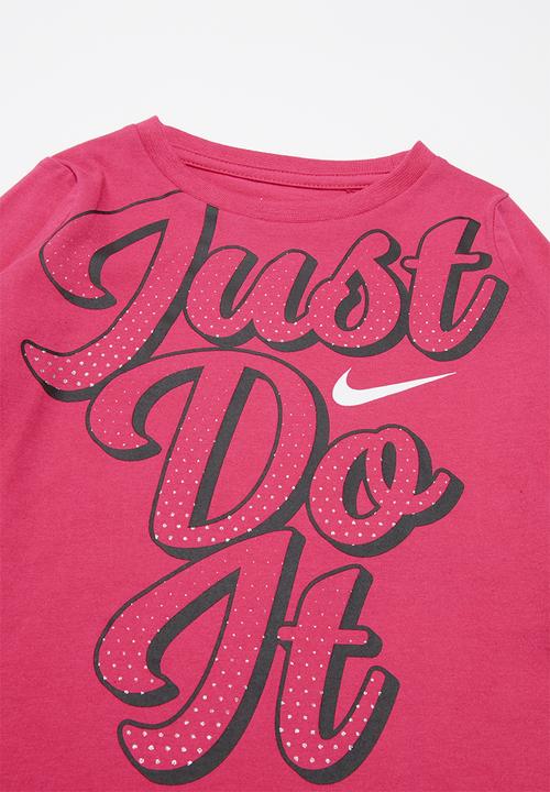 Nike - Nike girls just do it script long sleeve tee - pink
