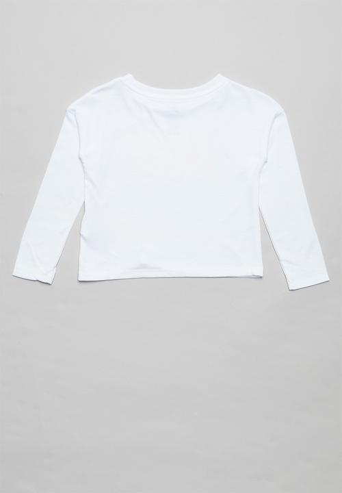 Nike - Nike girls met Nike blk swsh long sleeve box tee - white