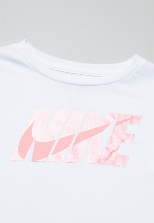 Nike - Nike girls met Nike blk swsh long sleeve box tee - white