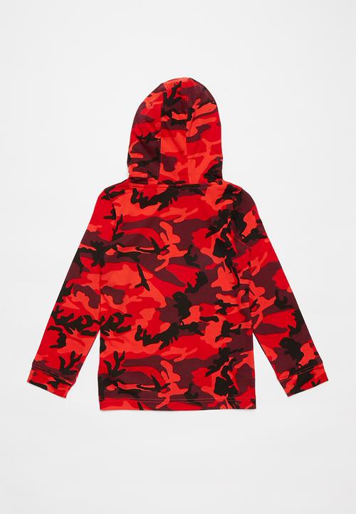 Nike - Nike boys nsw jersey po camo hoodie - red