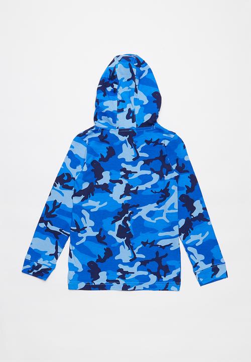 Nike - Nike boys nsw jersey po camo hoodie - blue