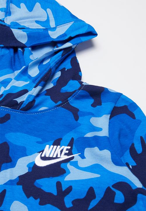 Nike - Nike boys nsw jersey po camo hoodie - blue