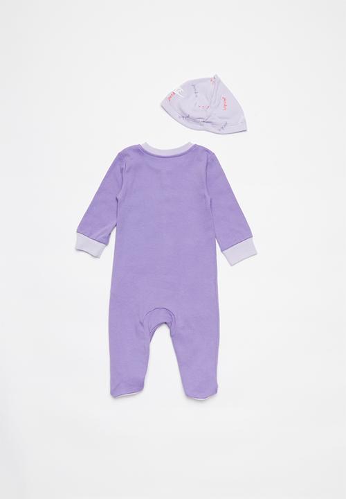 Nike - Nike girls just do it footed coverall and hat - purple