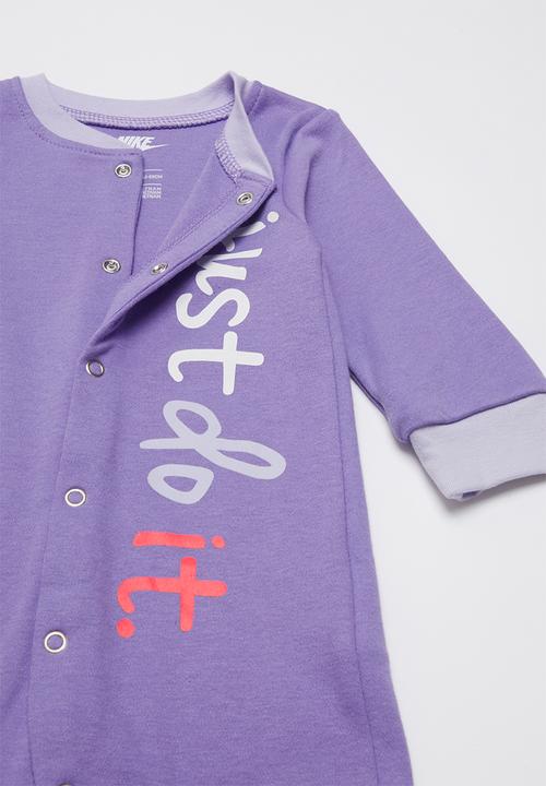 Nike - Nike girls just do it footed coverall and hat - purple