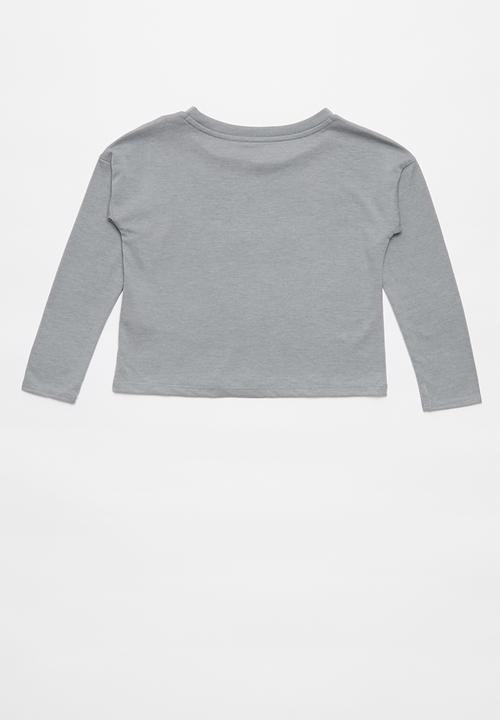 Nike - Nike girls met Nike blk swsh long sleeve box tee - grey