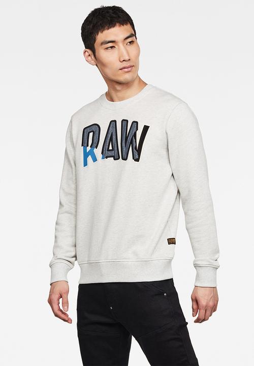 G-STAR - Denim applique sweater - white