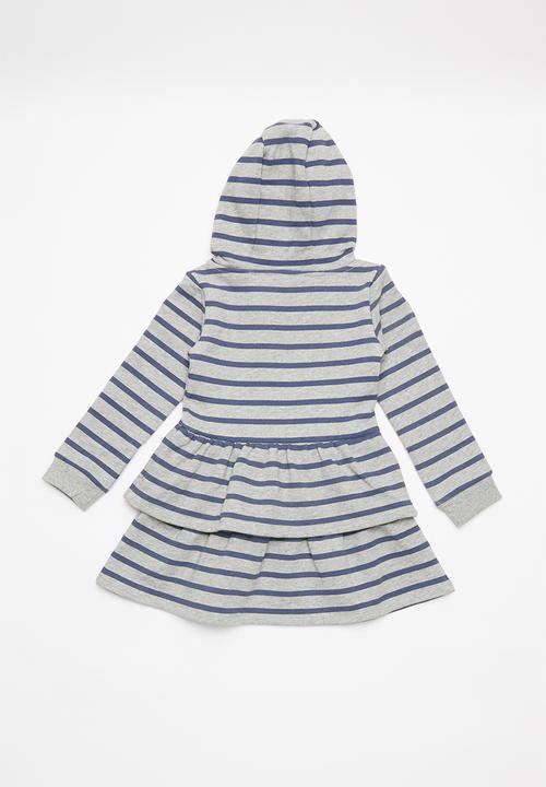 GUESS - French terry hooded dress - blue & grey