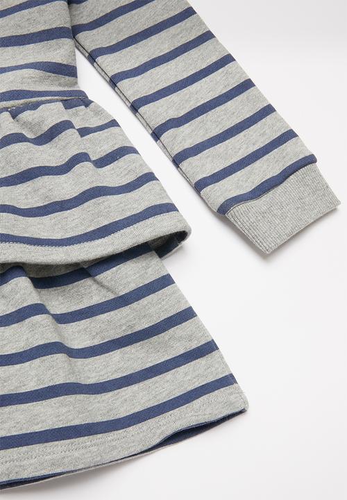 GUESS - French terry hooded dress - blue & grey