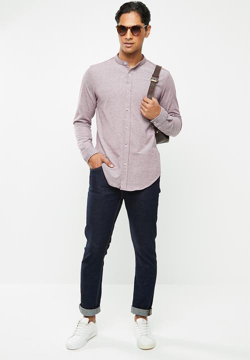 Brave Soul - Mantis pique long sleeve shirt - purple 