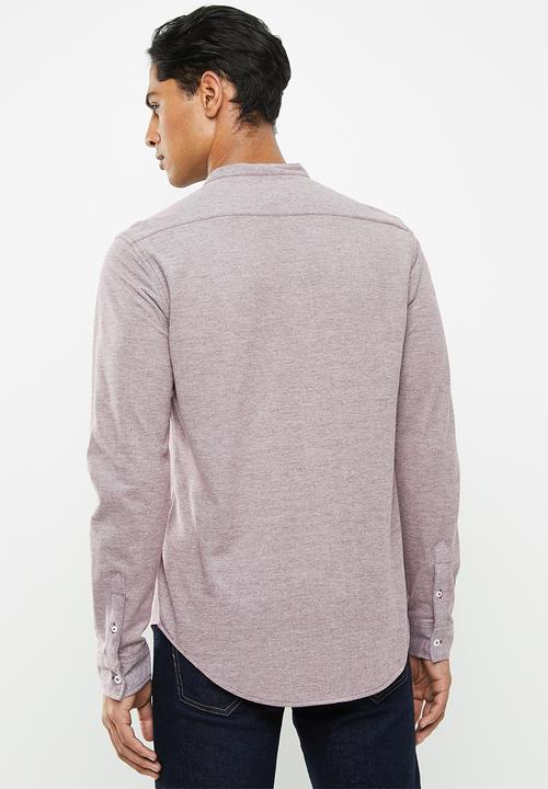 Brave Soul - Mantis pique long sleeve shirt - purple 