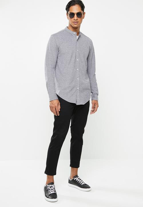 Brave Soul - Mantis pique long sleeve shirt - grey 