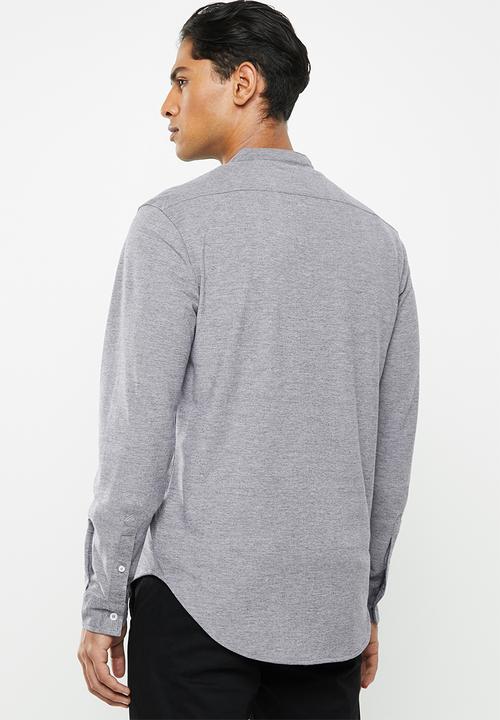 Brave Soul - Mantis pique long sleeve shirt - grey 