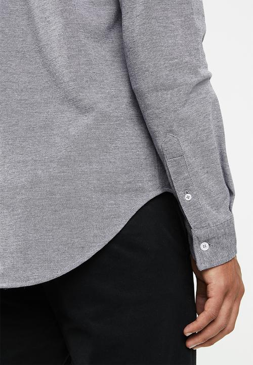 Brave Soul - Mantis pique long sleeve shirt - grey 