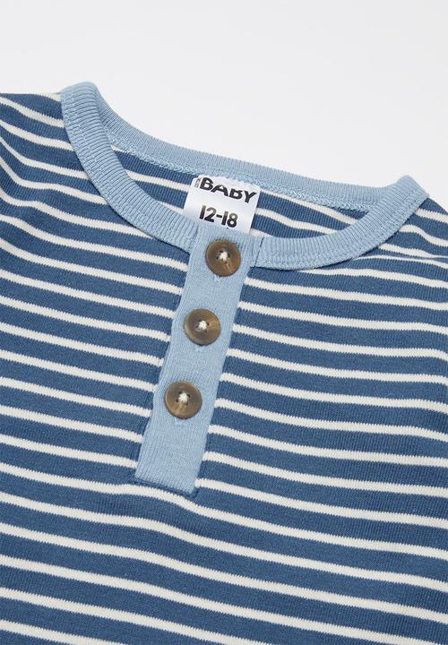 Cotton On - 2 Pack long sleeve placket bubbysuit - blue & yellow