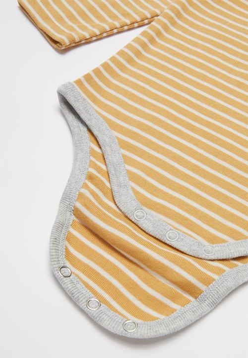 Cotton On - 2 Pack long sleeve placket bubbysuit - blue & yellow