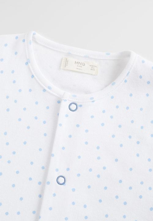 MANGO - Pyjamas tiny babygrow - white & blue 