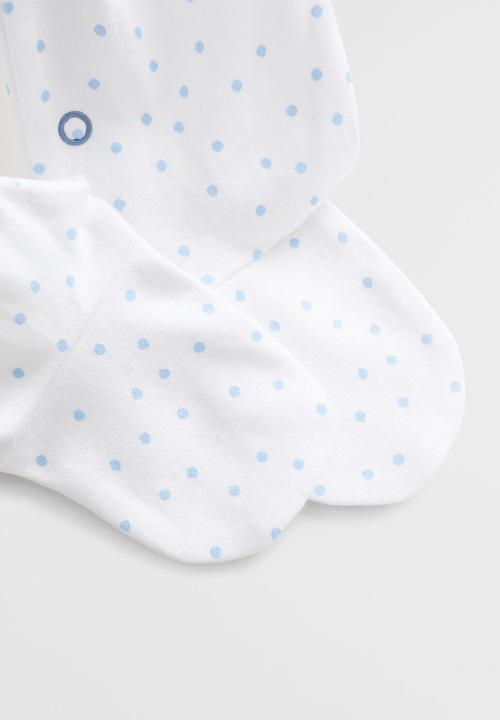 MANGO - Pyjamas tiny babygrow - white & blue 