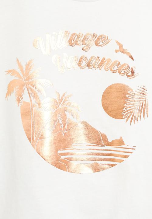 MANGO - T-shirt vacances - cream