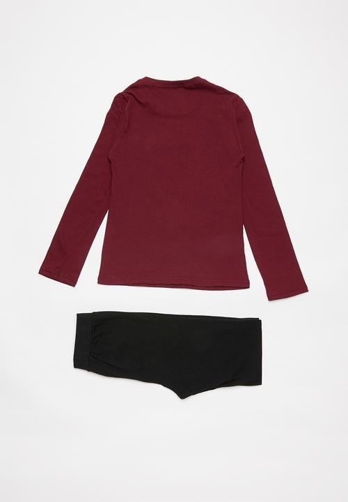 Rebel Republic - Boys space pj set - burgundy & black