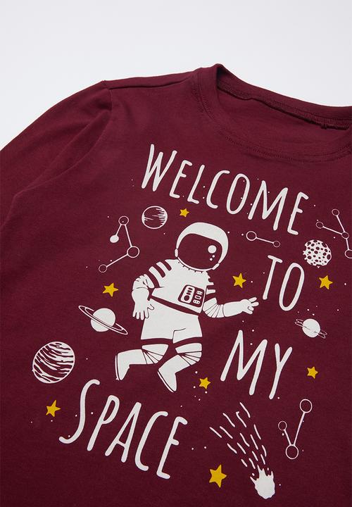 Rebel Republic - Boys space pj set - burgundy & black