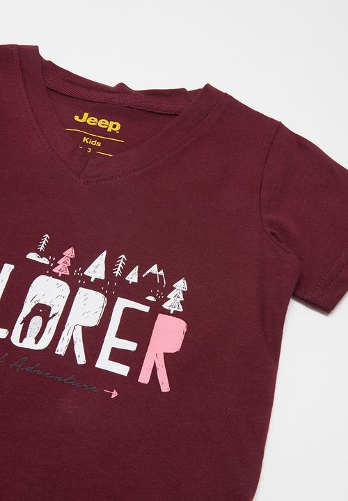 JEEP - Short sleeve printed tee - bungundy