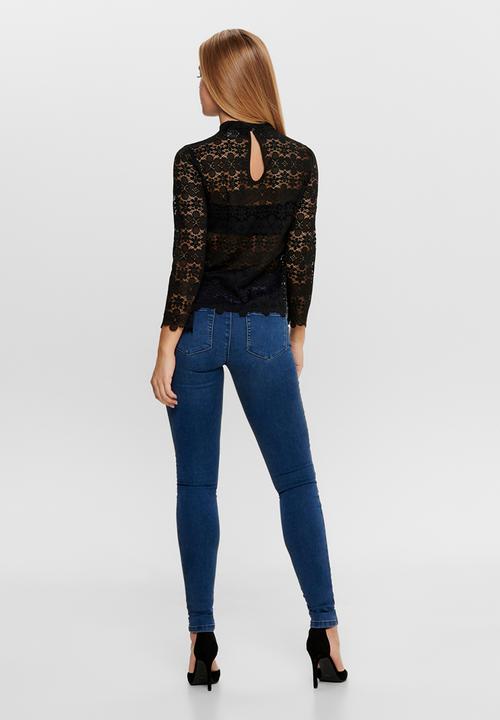 Jacqueline de Yong - Blond 7/8 lace top JRS - black