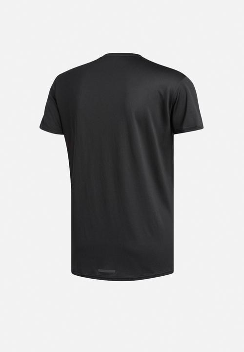 adidas Performance - 3 Stripe run it tee - black & white