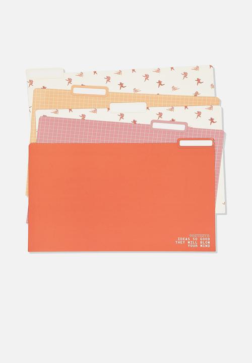 Typo - Manila folders 5pk - pink and yellow