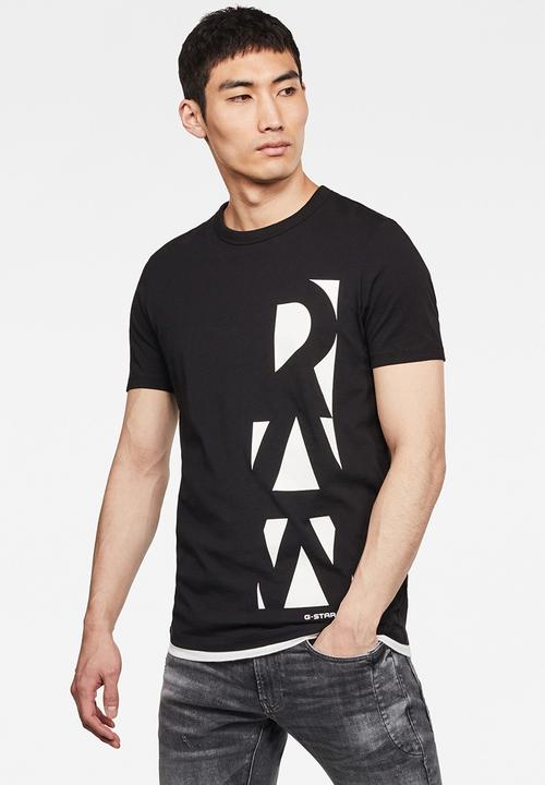 G-STAR - Vertical raw graphic slim fit short sleeve tee - black