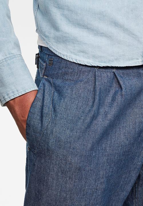 G-STAR - Varve relaxed fit pleated chino - faded navy