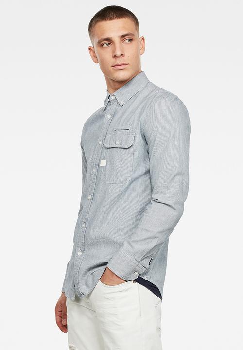 G-STAR - Bristum flap button down slim fit shirt - blue