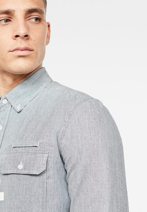 G-STAR - Bristum flap button down slim fit shirt - blue